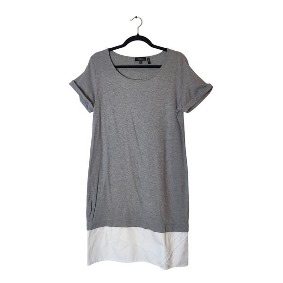 Theory Saydie Classic Gray Minimal Shirt Dress Shirttail Hem Medium Made in Peru - Picture 2 of 10